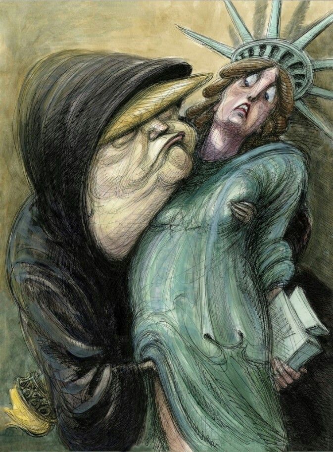 Trump gropes Lady Liberity